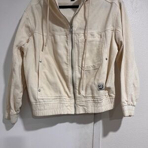 Cream Corduroy Zip-Up Jacket